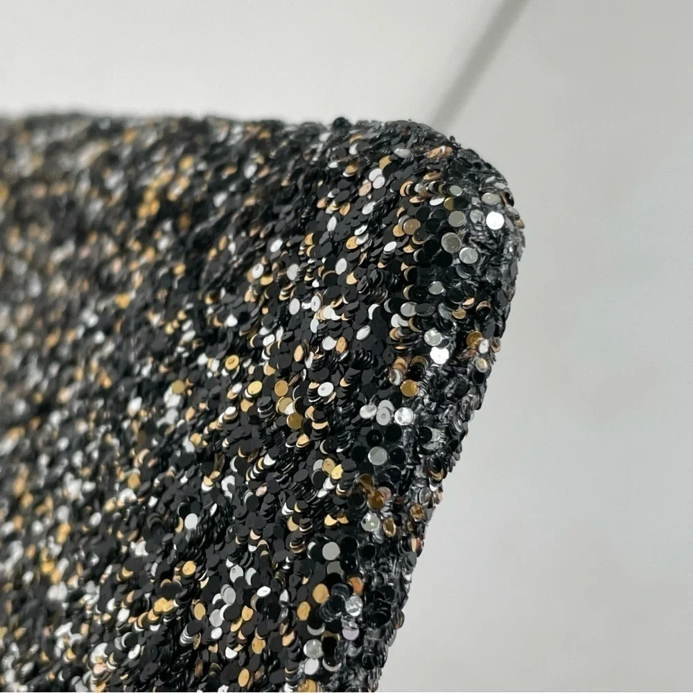EXPRESS Y2K Gold Silver Black Glitter Sparkle Zip Wristlet Clutch